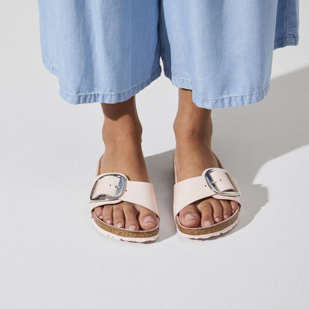 Birkenstock Madrid Big Buckle Sandals High Shine Light Rose Leather Size 37 - Picture 1 of 5
